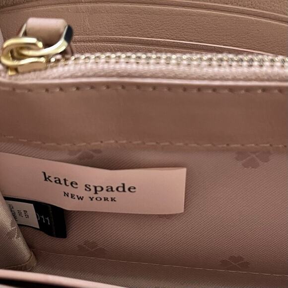 Kate Spade Amelia Slim Continental Lamb Leather Wallet in Pale Pink Zip Around - Picture 8 of 10